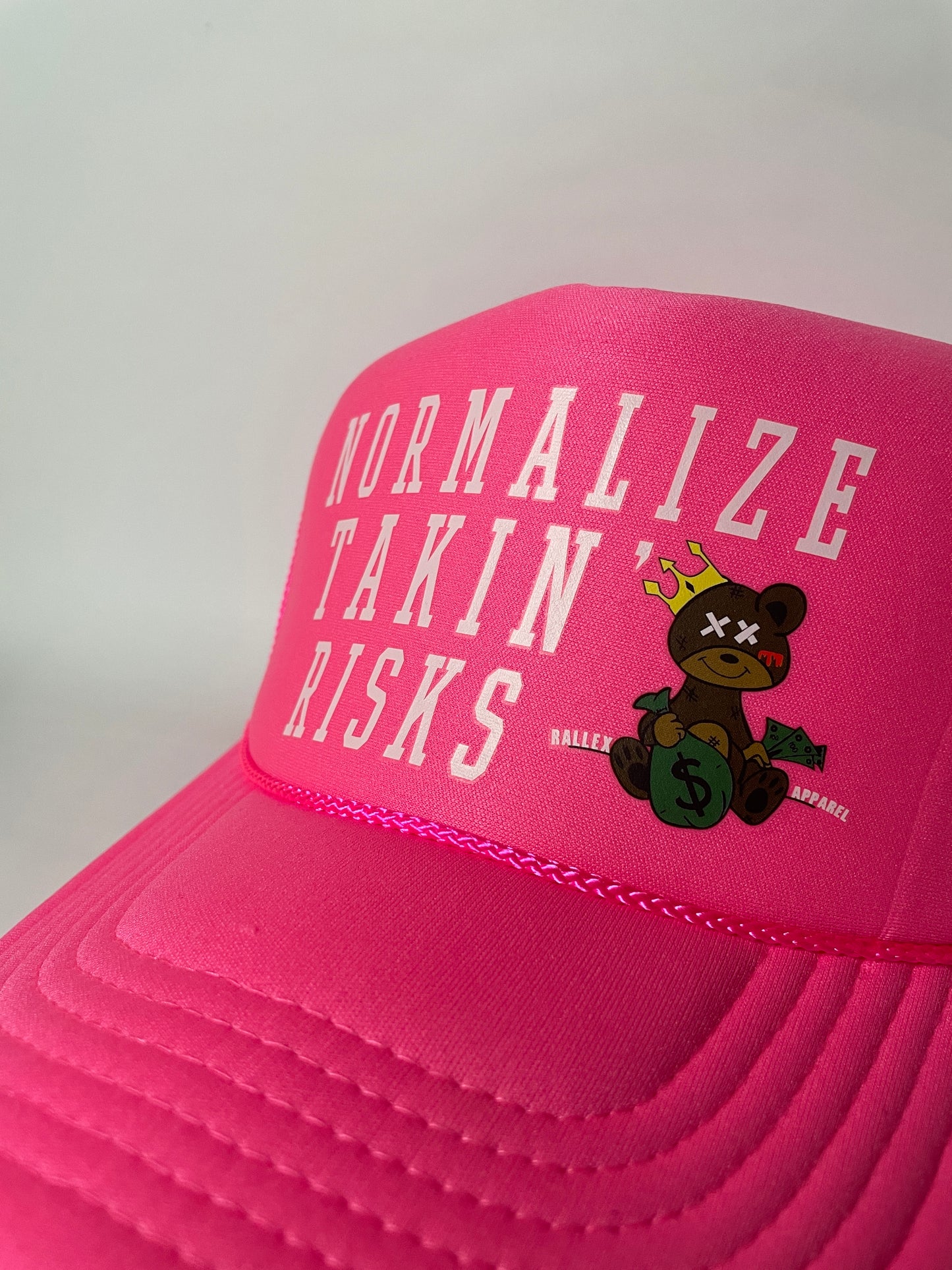 " Normalize Takin' Risks " PINK Mesh Cap ( On Hand )