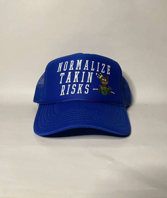 " Normalize Takin' Risks " BLUE Mesh Cap ( on Hand )