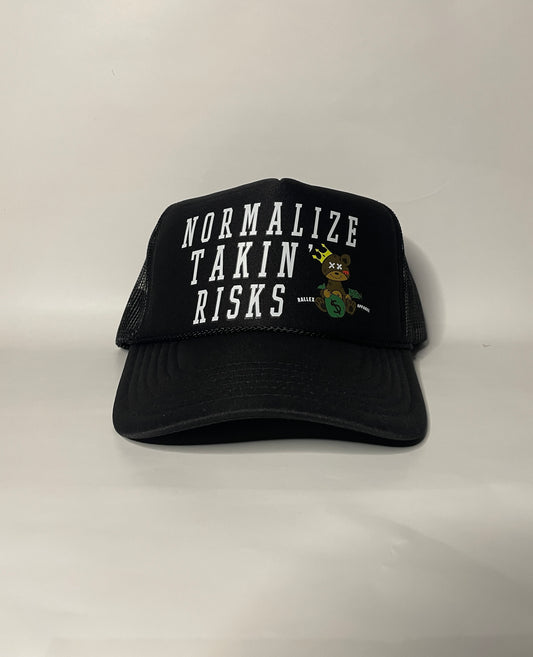 " Normalize Takin' Risks " BLACK Mesh Cap ( On Hand )